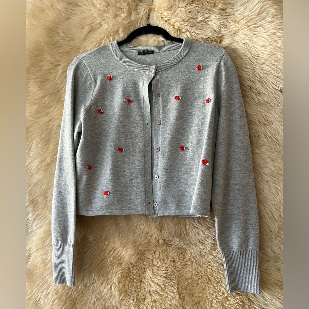 Wild Fable Valentine’s Day Lightweight Button-Front Crewneck Cardigan.